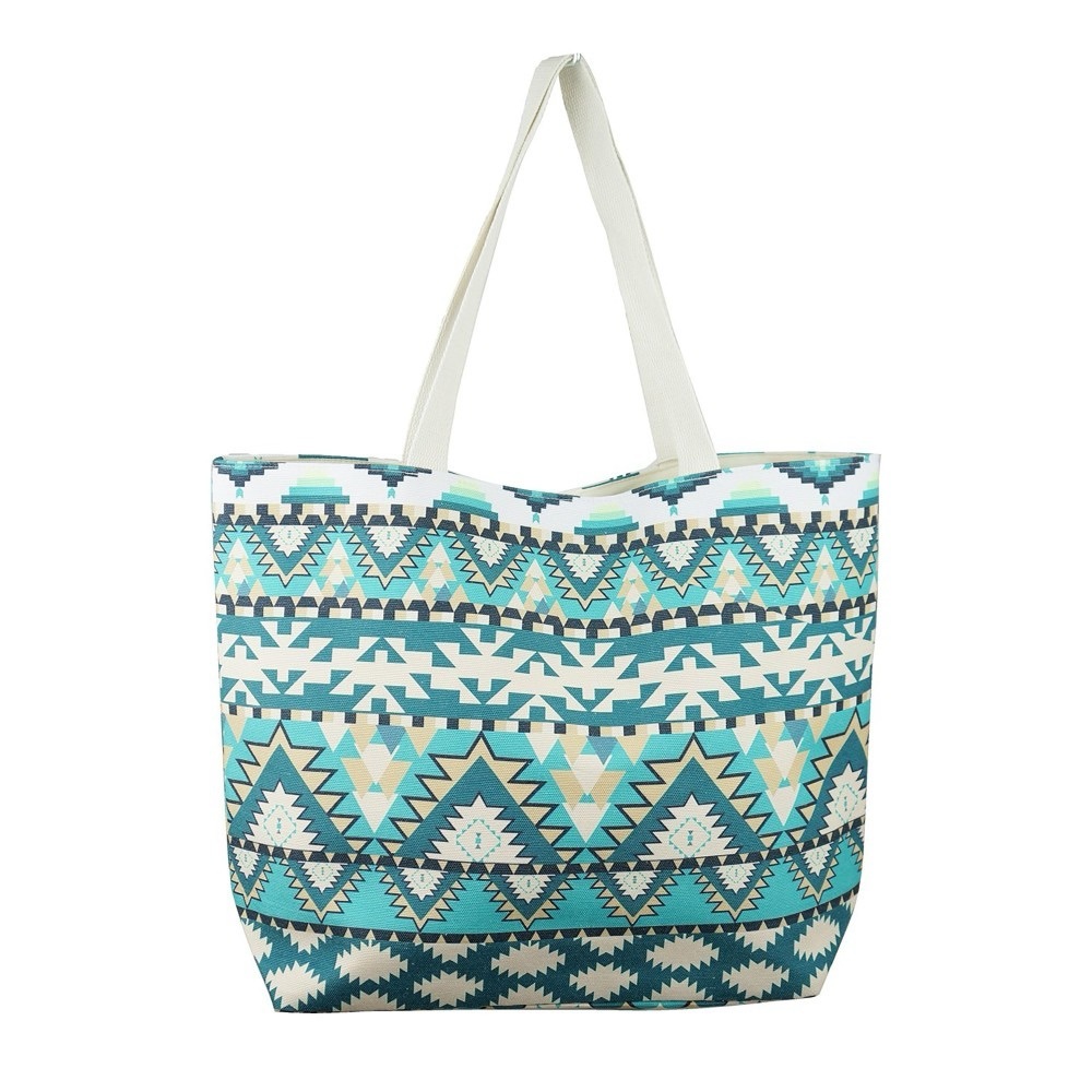 Trendy Oversized Boho Tote Bag with Geometric Print, Beach tote